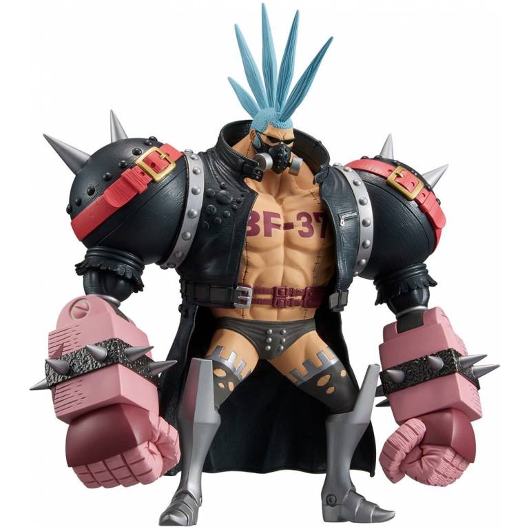 FRANKI CON MASCARA DE GAS Y CHAQUETA ABIERTA ONE PIECE BANPRESTO 7,3 PULGADAS