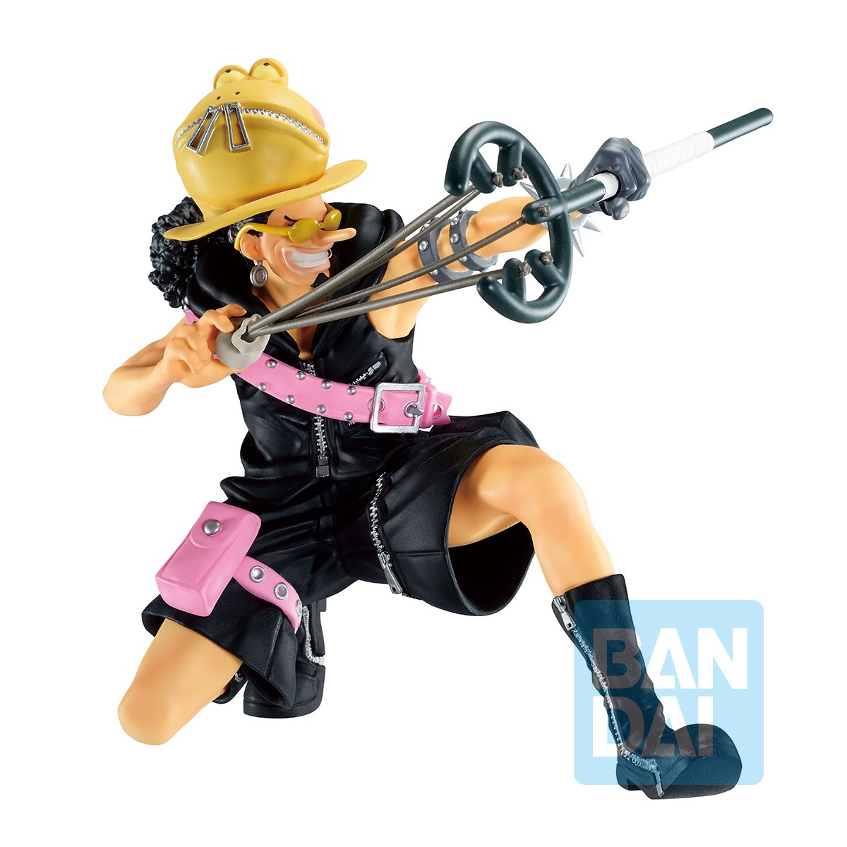 USOPP DISPARANDO TIRAPIEDRA TRAJE NEGRO ONE PIECE BANDAI 5.5 PULGADAS